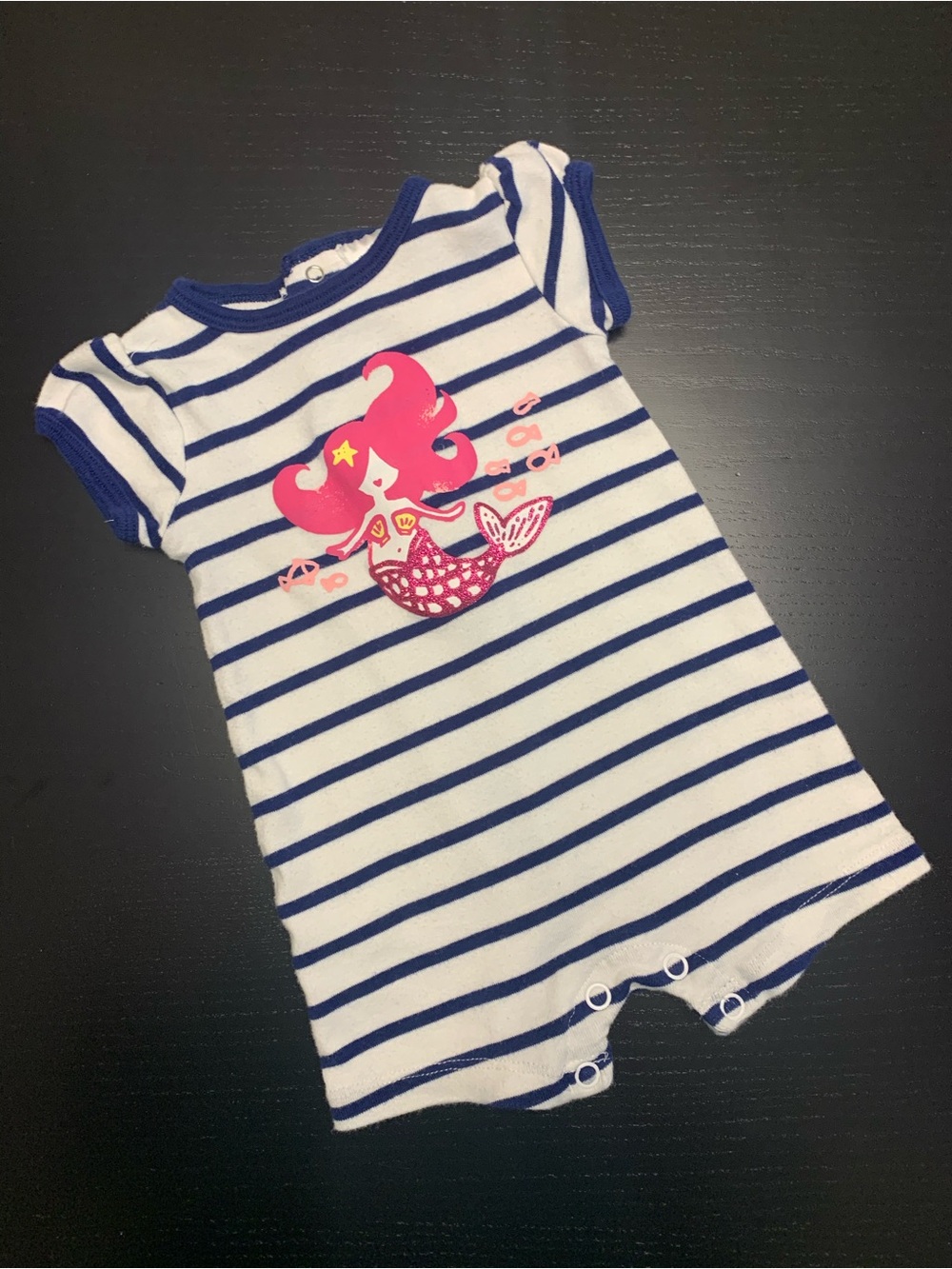 ⭐️2/$5.00⭐️ George 0-3m Striped Mermaid Romper